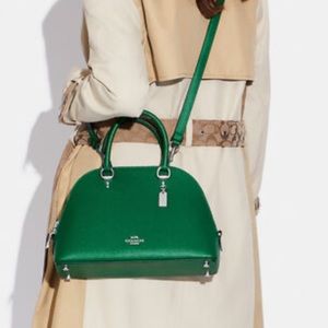 Coach Katy Satchel Silver/Green
Crossgrain leather